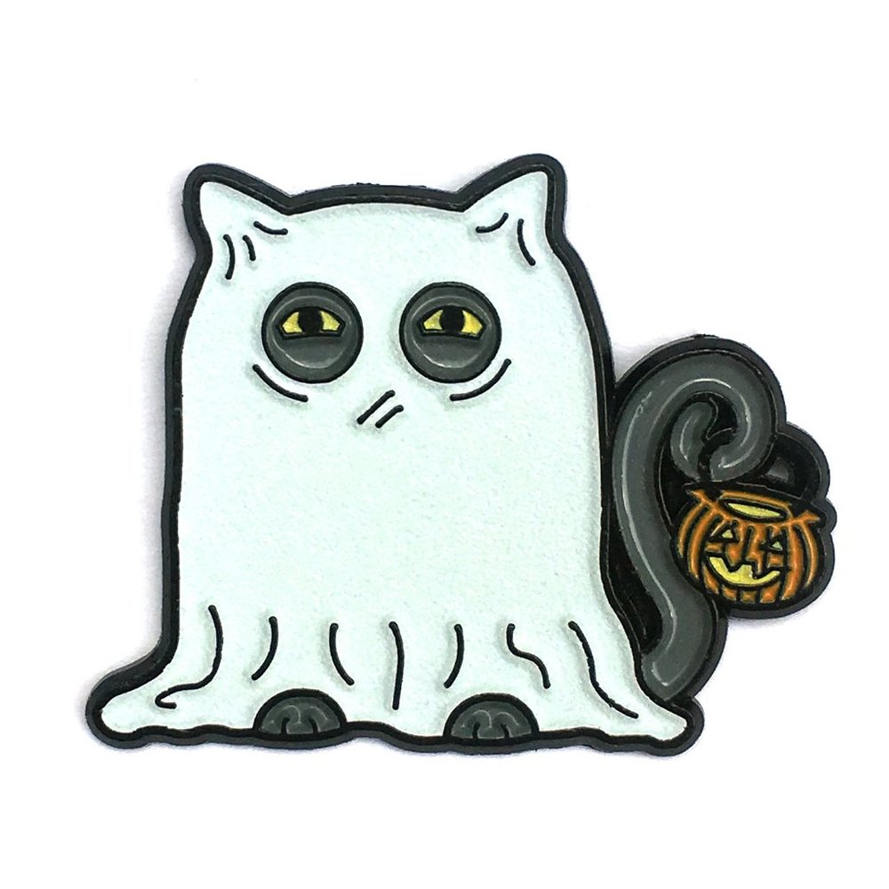 Glowing Ghost Kitty Enamel Pin